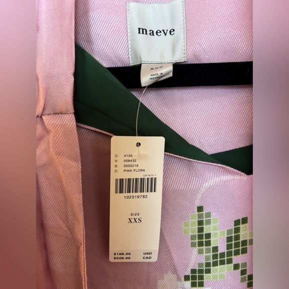 NWT Anthropologie Maeve Caroline Tie-Neck Mini Dress Pink Floral XXS - Picture 7 of 7